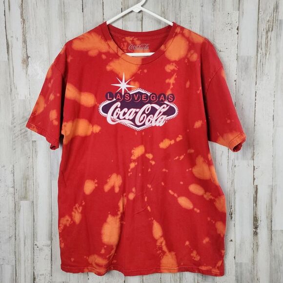 Coca Cola Las Vegas Tie Dye Short Sleeve Tee Shirt Red Size Large - Picture 1 of 8